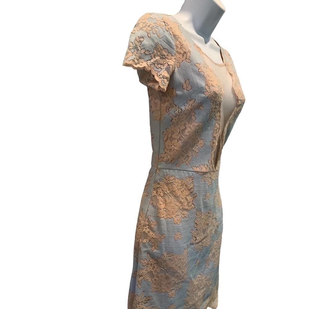 CC THE COUSIN TO COUTURE BLUE/ LACE NETTING BODYCON  MINI DRESS S JUNIOR NWOT - Picture 5 of 8